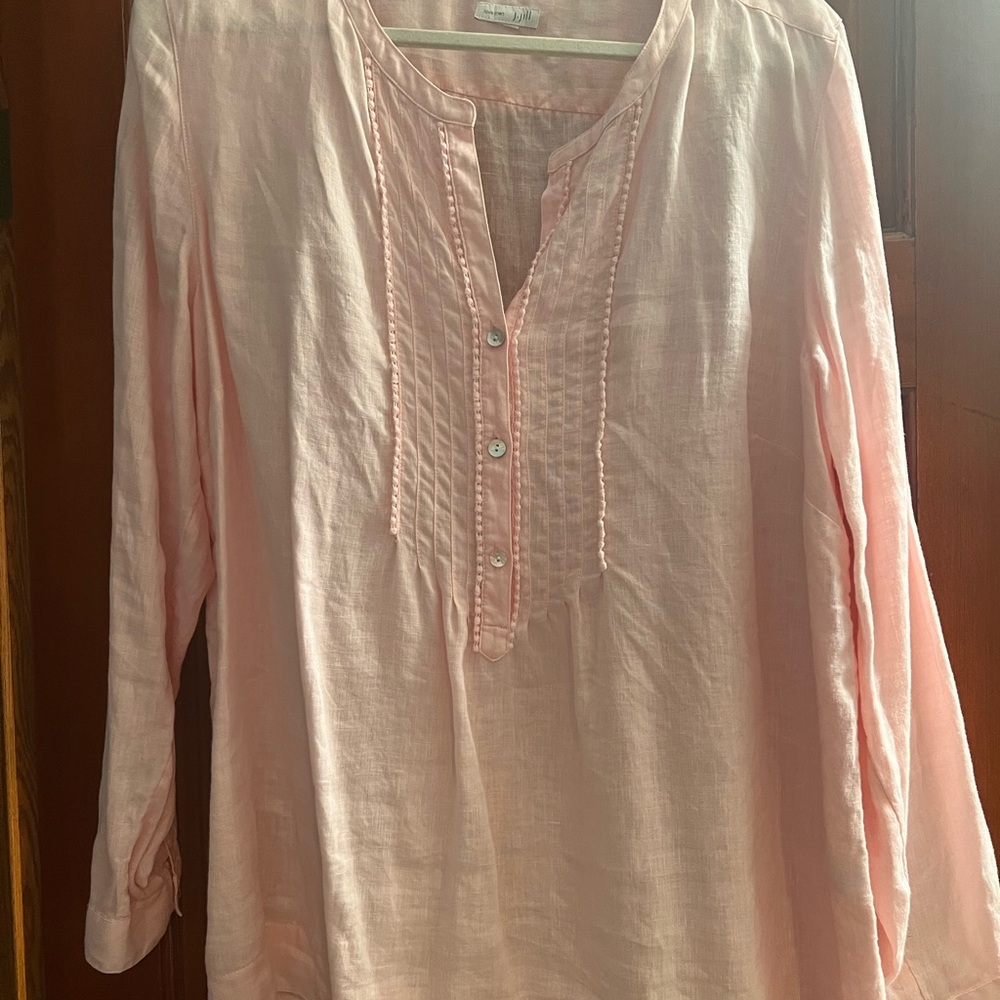 J. Jill Soft Pink Linen Top in size 1X